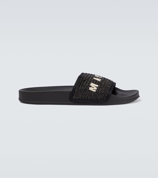 Raffia logo sandals