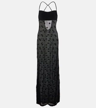 La Robe Maille Puntini polka-dot mesh gown