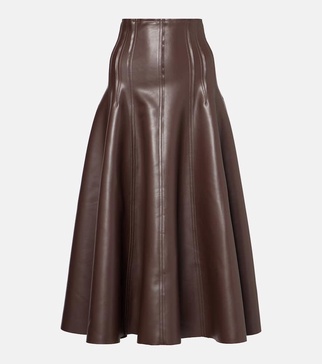 High-rise faux leather midi skirt