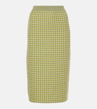 Knitted checked pencil skirt