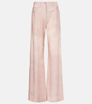 Printed twill wide-leg pants