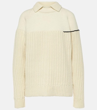 Double-collar wool sweater