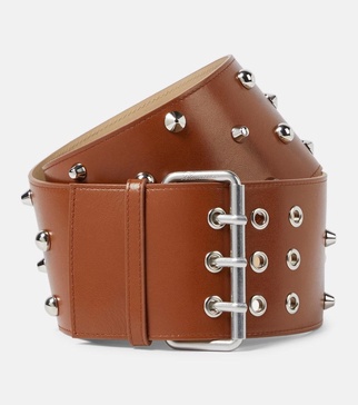 Wide studded leather belt