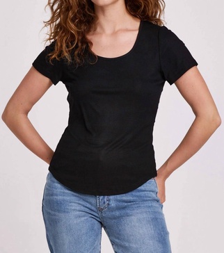 aimee scoop neck rib top in black