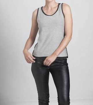 bra-friendly tank top in charcoal/black