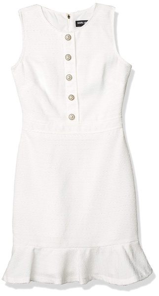 KARL LAGERFELD Women's Tweed Shift Dress with Pockets