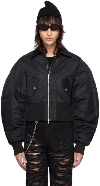 Black Puff Bomber Jacket