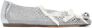 Silver Bell Charm Crochet Ballerina Flats