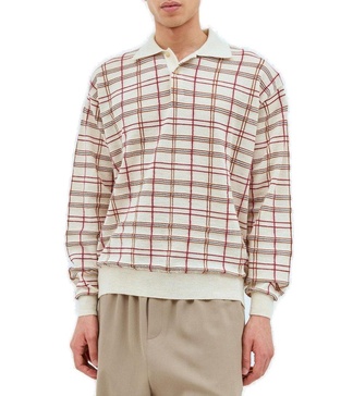 The Row Balthus Checked Long-Sleeved Polo Shirt