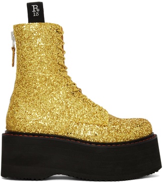 Gold Double Stack Boots