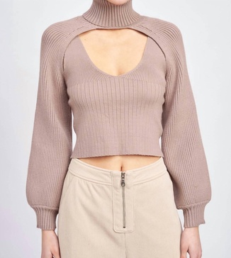 sonoita two-piece crop sweater in dusty lilac