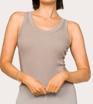 knit tank top in stone