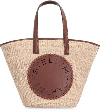 Stella Mc Cartney Raffia Shoulder Bag With Logo.