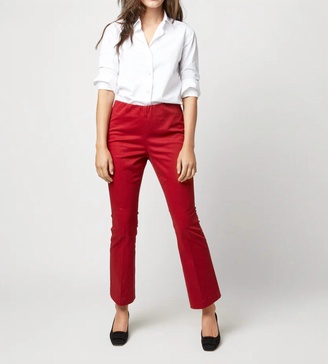 faye flare cropped pants in red stretch sateen