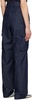 Indigo Pleated Denim Cargo Pants