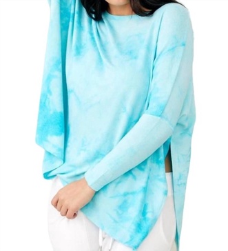 soft stretch oversized scoop tie dye in surf