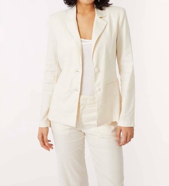 lara stretch linen blazer in cream