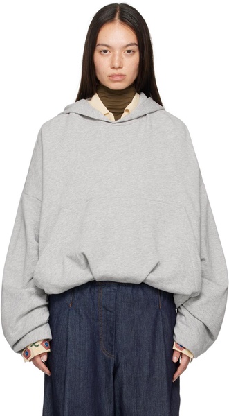 Gray Draped Hoodie