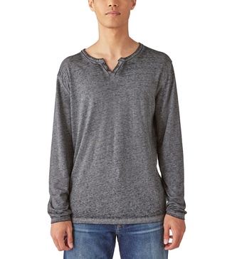 Lucky Brand Men's Venice Burnout Notch Neck Long Sleeve Tee