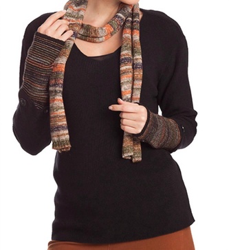 striped detachable sleeve top in black multi