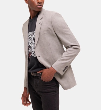 gray patterned wool suit jacket