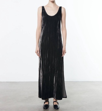 silk textured velvet tank dress in anthracite