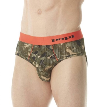 catalyst camo brief in green/cherry tomato