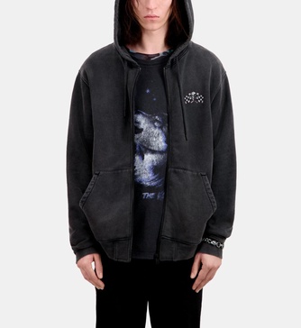 hoodie with racing skull serigraphy