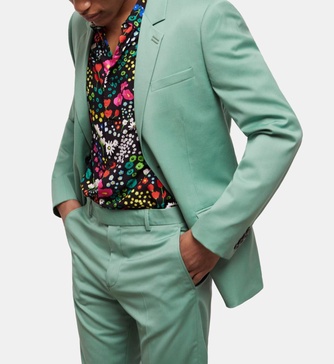 green wool suit jacket