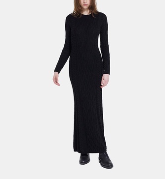 long crew neck wool dress