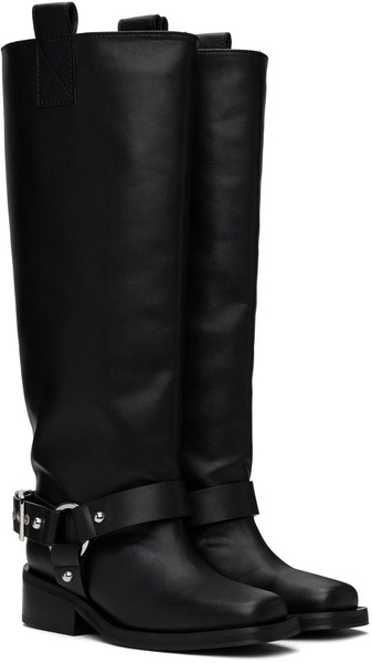 Black Under-Knee Biker Boots