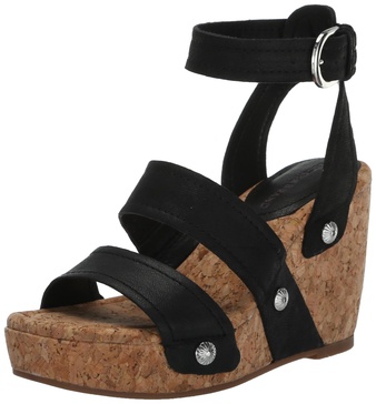 Lucky Brand Women's VALINTINA Wedge Sandal, Black, 11