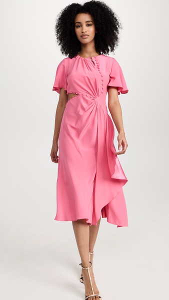 Flutter Sleeve Button Waist Dress