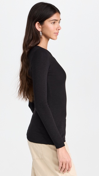 Textured Rib Long Sleeve Crew Tee