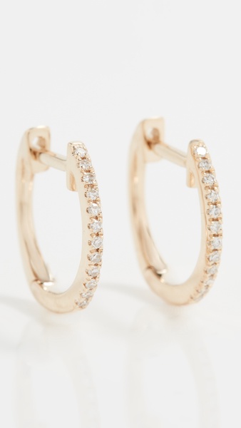 14k Gold Diamond Huggie Earrings