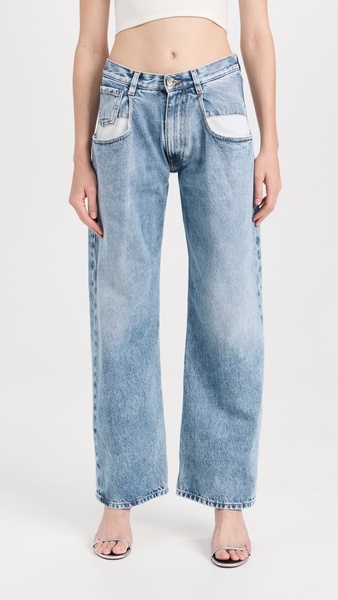 Straight Jeans with Contrast Pockets