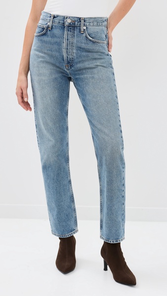 90's Pinch Waist High Rise Straight Jeans