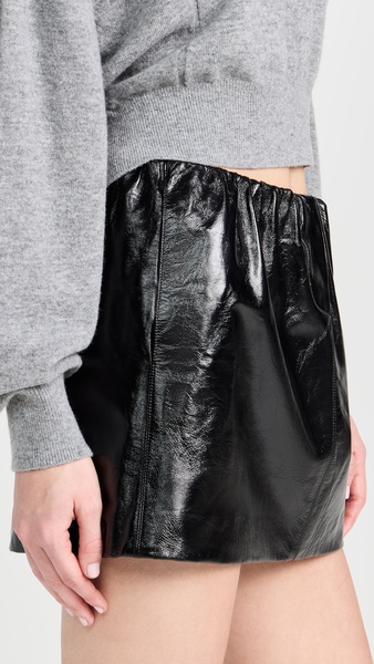 Glazed Leather Mini Skirt