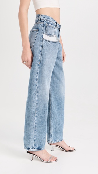 Straight Jeans with Contrast Pockets