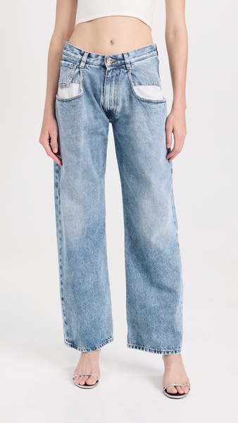 Straight Jeans with Contrast Pockets