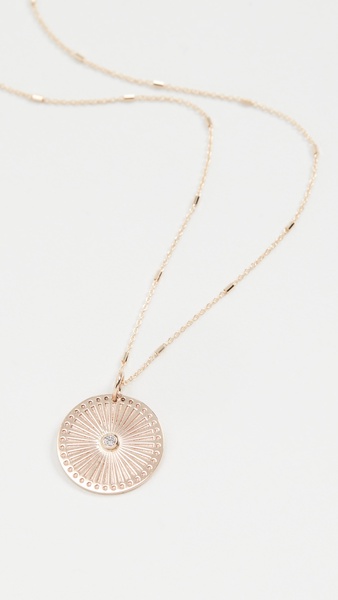 14k Small Sunbeam Medallion Necklace