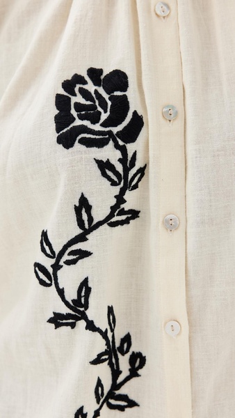 Kiki Noir Rose Embroidered Shirt