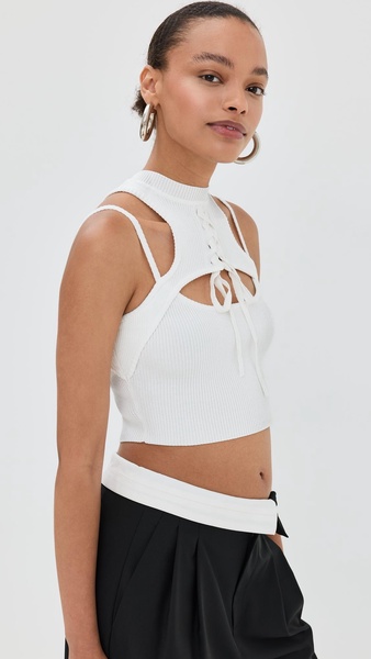 Halter Neck Knit Cropped Top