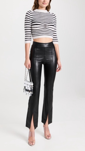 Faux Leather Splitfront Pants