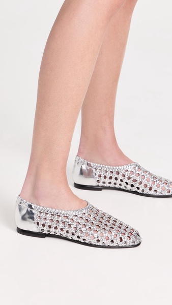 Eden Woven Metallic Leather Ballet Flats