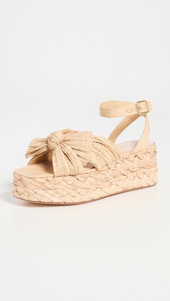 Gaby Pleated Bow Bow Braided Espadrilles