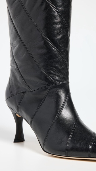 Steph Black Creased Leather Boots