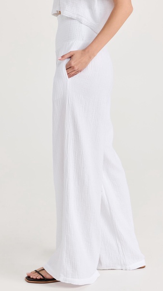 Gauze Smocked Flare Pants