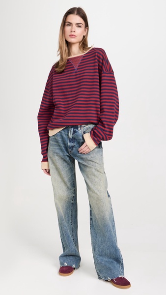 Classic Striped Crew Sweatshirt