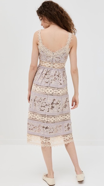 Joah Embroidery Sleeveless Midi Dress